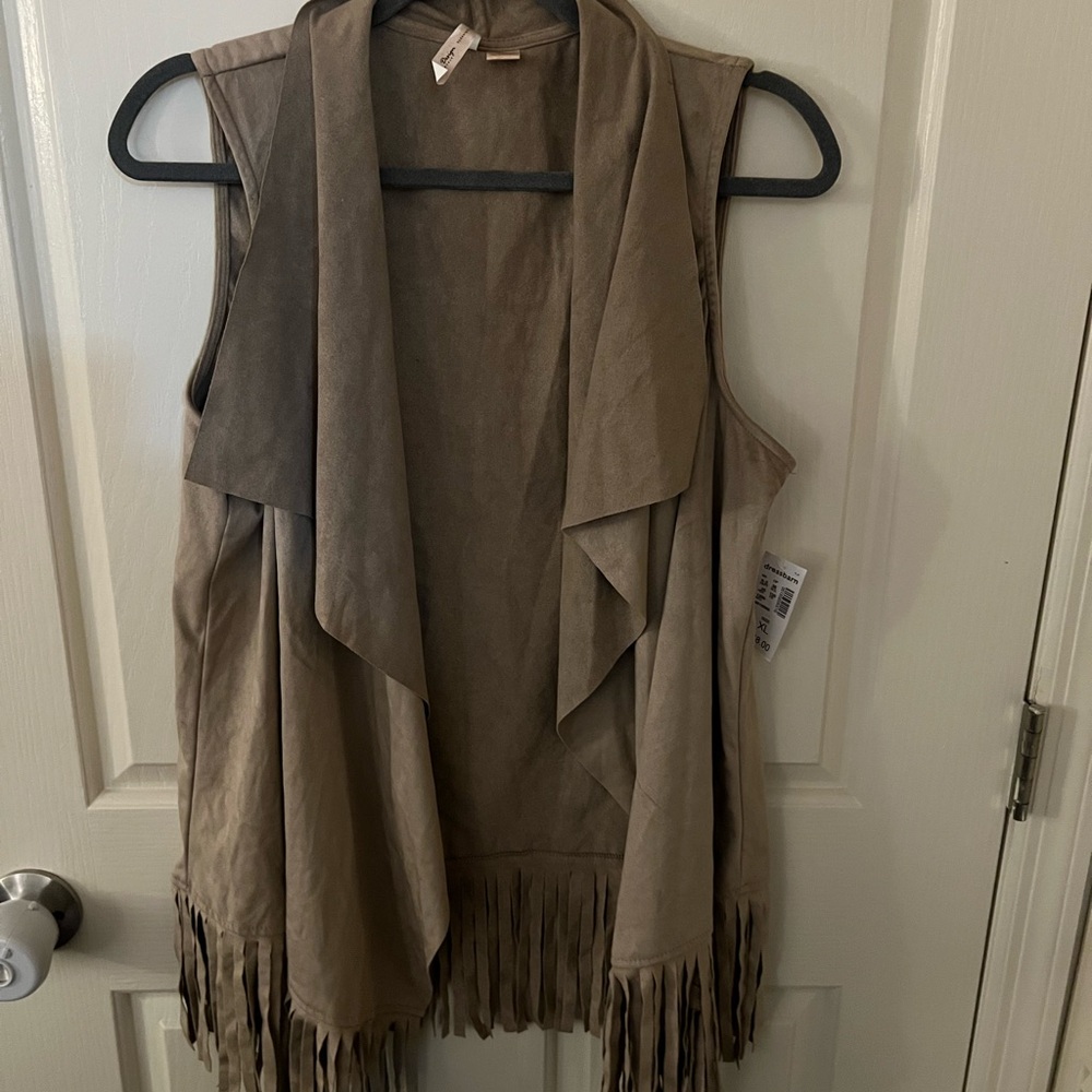 NWT Dressbarn Tan Fringe Vest